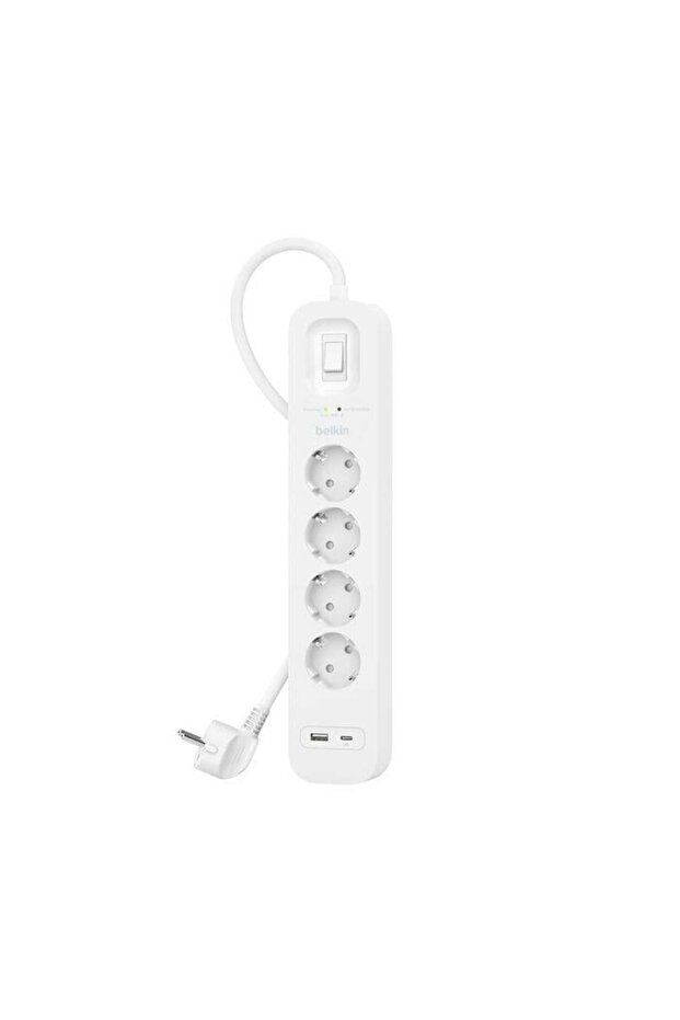 ‎SRB001VF2M-V2 4'lü 2M Akım Korumalı Priz + 1xUSB-C + 1xUSB-A - 1