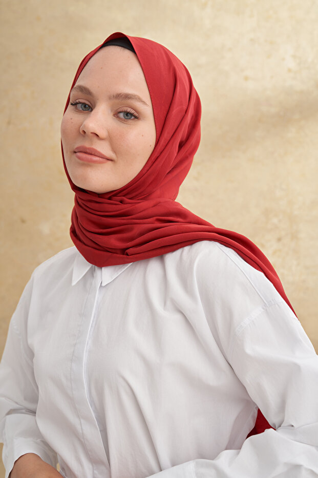 شال من الخيزران بنمط باروك - أحمر