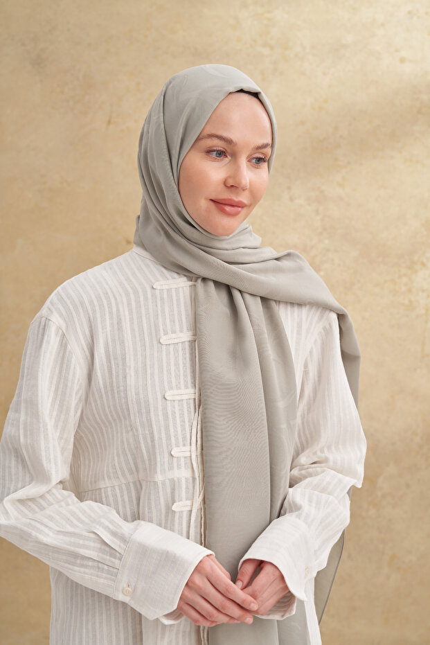 Bambu Baroq Patterned Shawl - Linen Green - 4