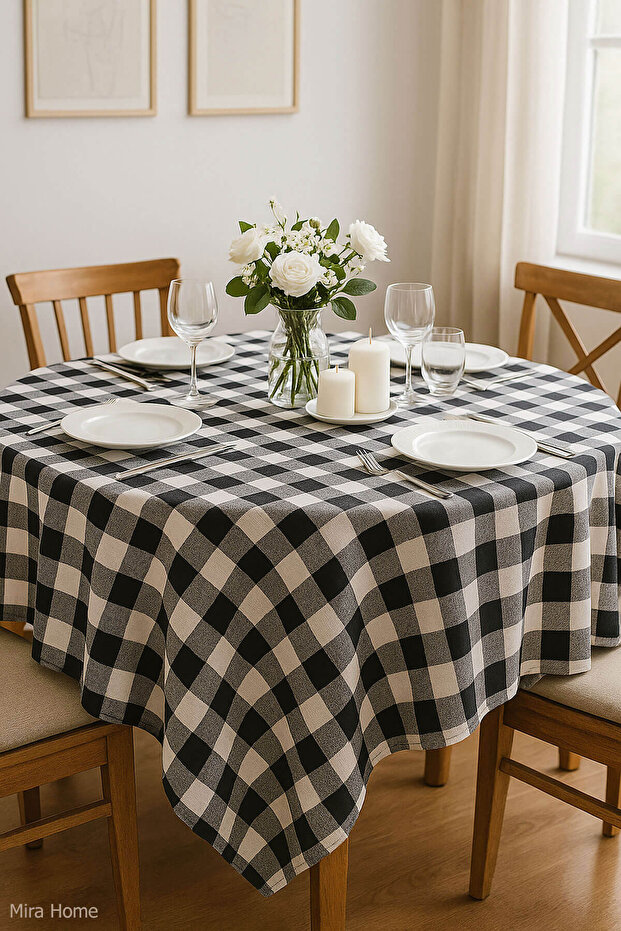 Checkered Tablecloth Tablecloth 160X160 cm Happytime