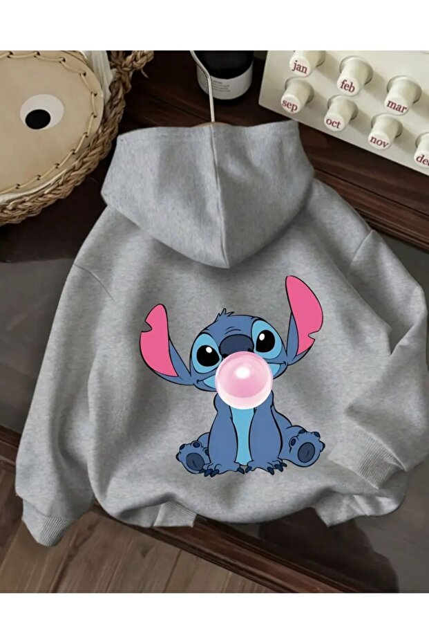 Hooded Sweatshirt with Character Print Detail and Fleece Inside
