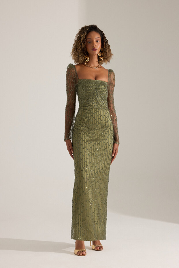 PATRIZIA HAKİ ELBİSE - 3