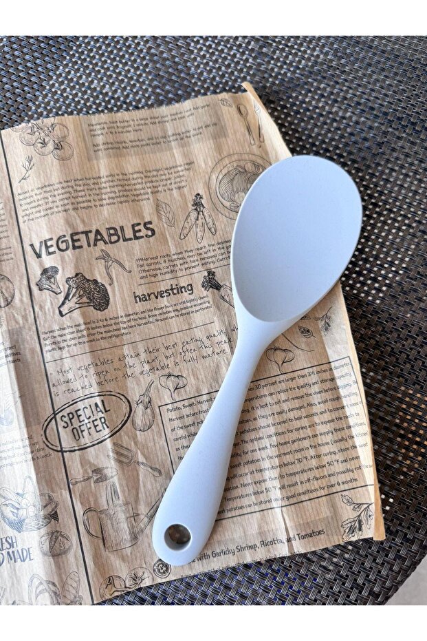 Hard Tip Silicone Rice Spoon High Heat Resistant Fireproof Non Stick Silicone Spoon 22 cm - Gray