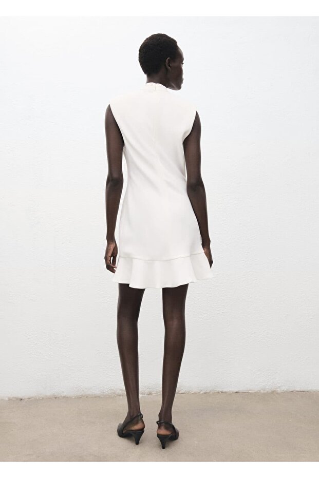 Perkins yaka volanlı elbise - 4