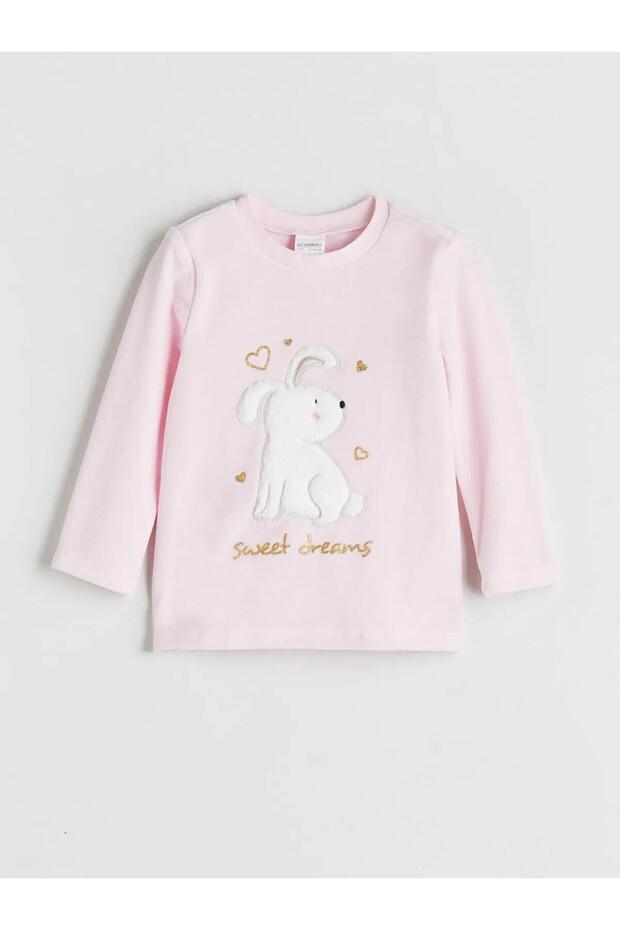 LCW Kids Bisiklet Yaka Baskılı Kız Çocuk Pijama Takımı (W5) - 2