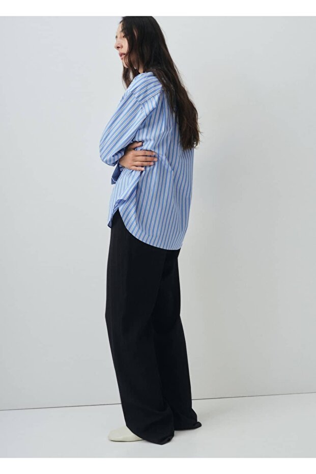 %100 pamuklu çizgili gömlek - 4