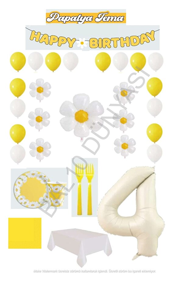 Bal10 4 Year Old Daisy Themed Birthday Party Set