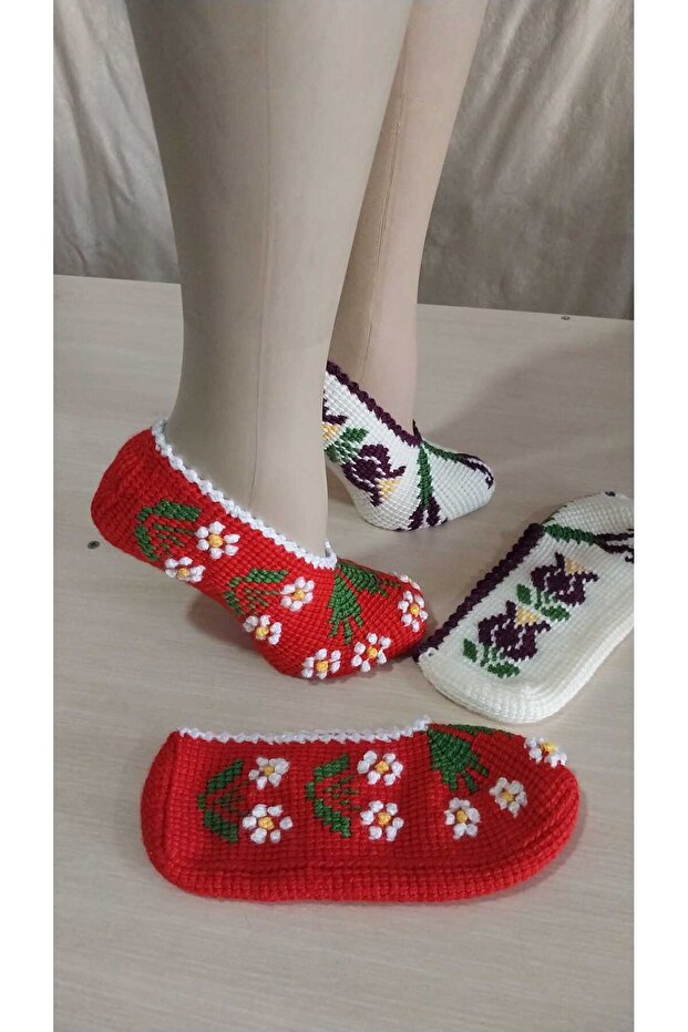 2 Pieces of Hand Knitted Dowry Tunisian Handmade Booties/Tunisian Handmade Booties/Handmade Booties/Knitted Booties/Tunisian/Handmade/Bundle - 2