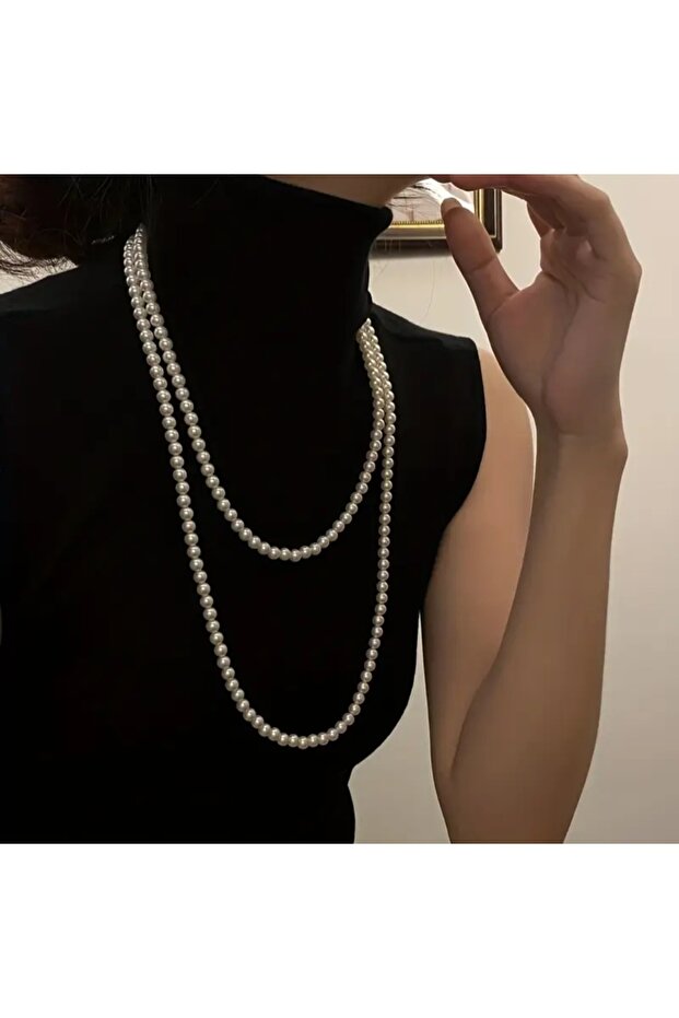 Uzun inci kolye vintage klasik ama aynı zamanda hep trend - 1