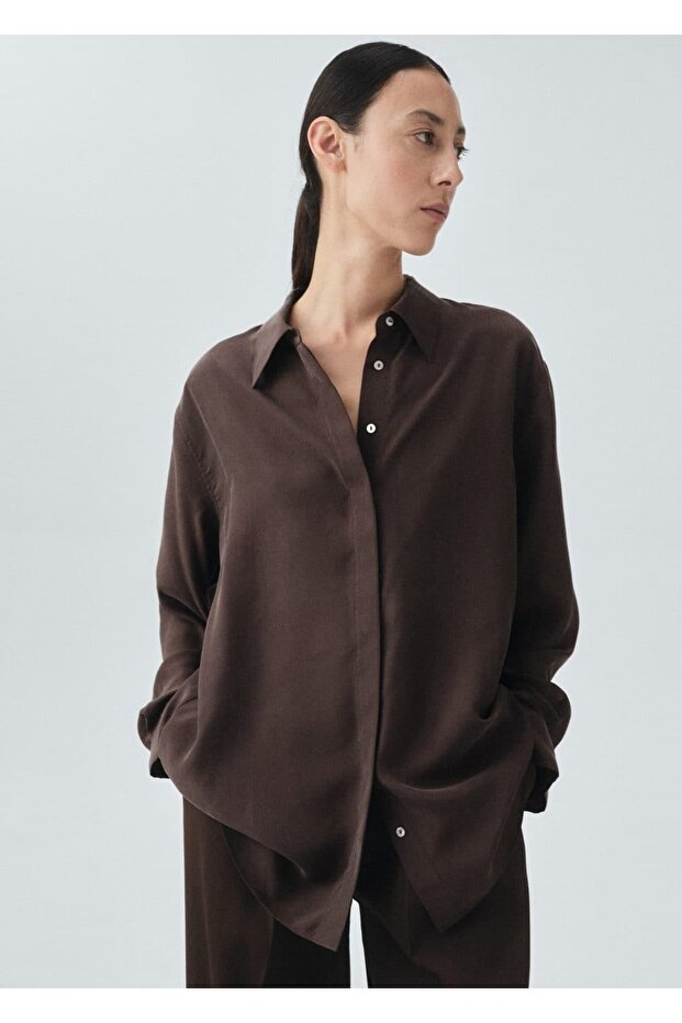 %100 ipek oversize gömlek - 1