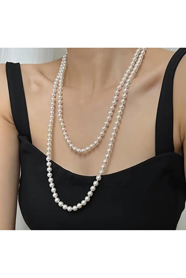 Uzun inci kolye vintage klasik ama aynı zamanda hep trend - 3