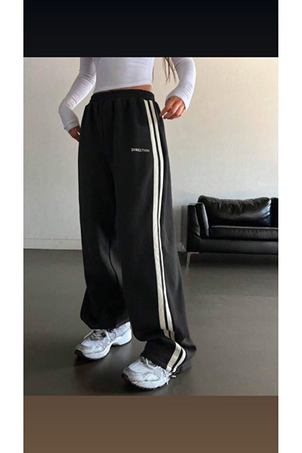 Y2K Direction Print Örme Pantolon Eşofman - 2