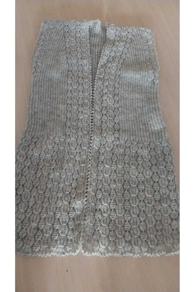 Hand Knitted Fishbone Vest/Knitted Vest/Dowry Vest/Handmade Bridal Vest/Alize Angora Yarn/80 cm Length