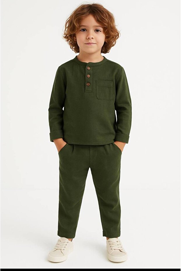 Boy's Button-Down Seasonal Loose-Fitting Suits Back-To-School Light Green Suit