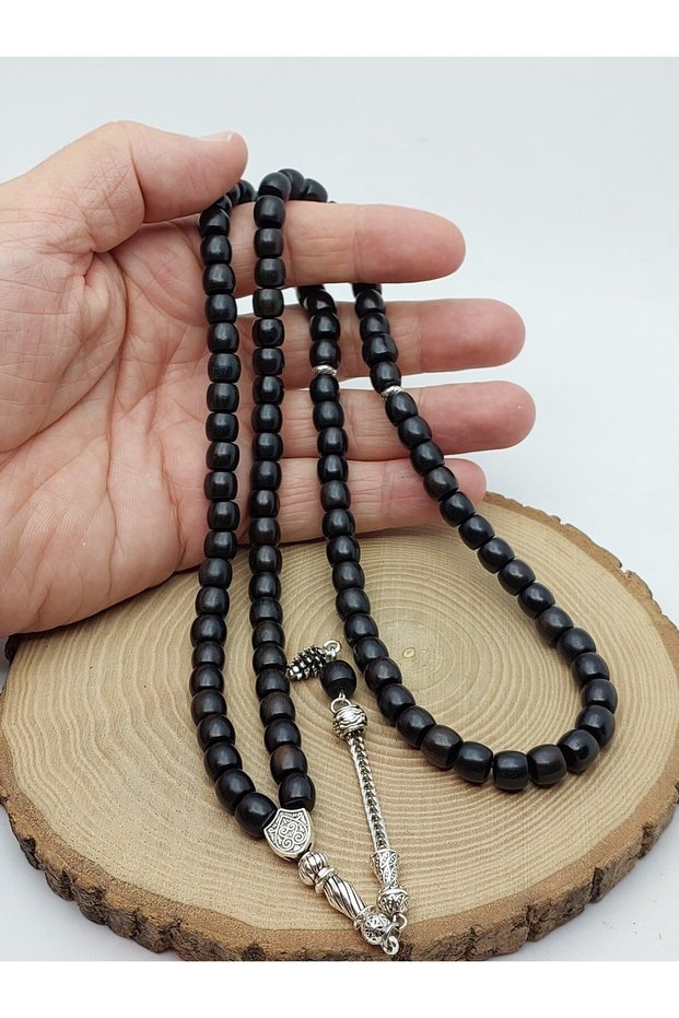 Ebony Wood Capsule Cut 99 Prayer Beads 7*8mm (56604)
