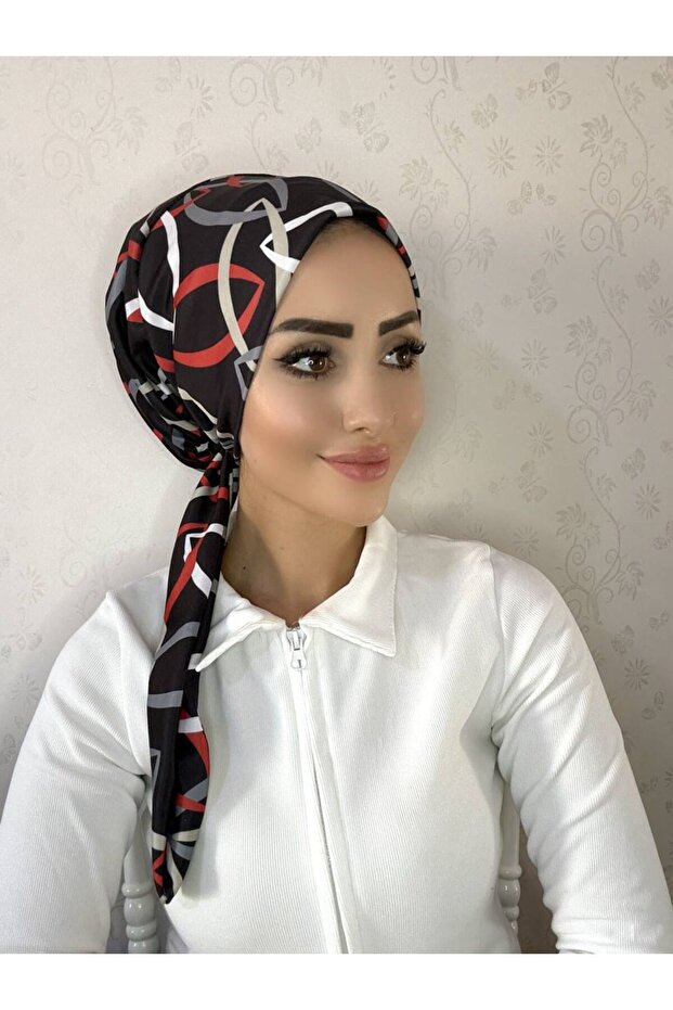وشاح مسطح منقوش من HB16 مع رباط خلفي - 2