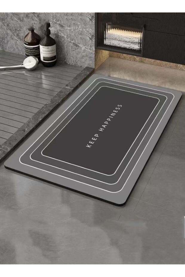 1-Piece Bath Mat Bathroom Kitchen Rug Mat Non Slip Quick Drying Floor Bath Tub Mat Diatom Mud Grey