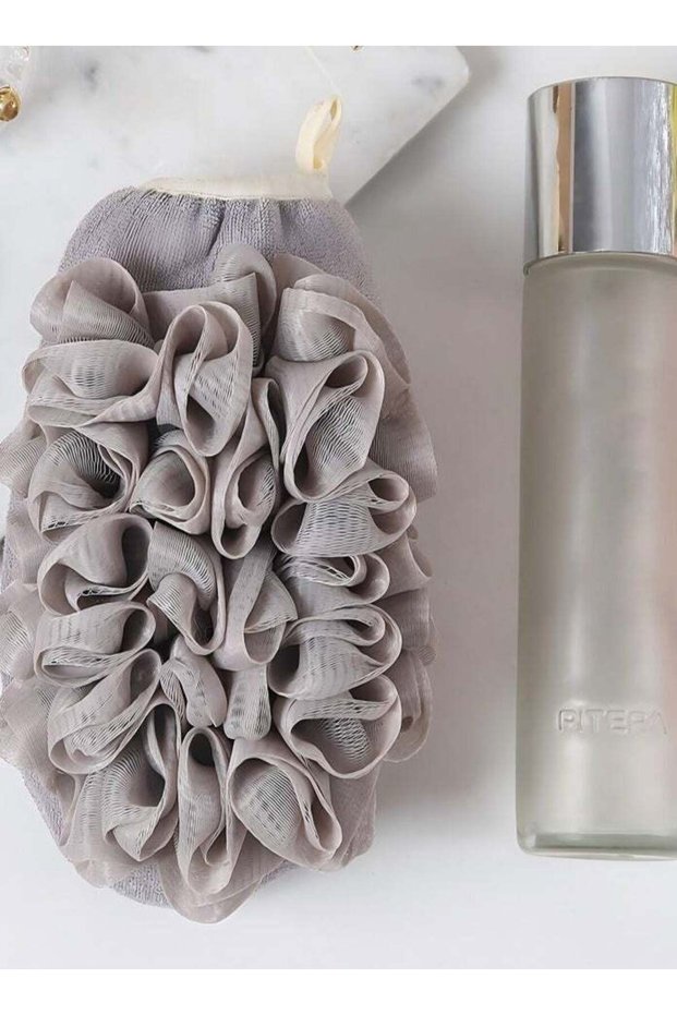 Mist Gray Dual-Purpose Bath Glove · Refined Bathing Experience
