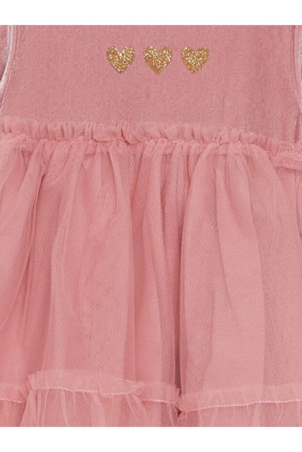 Bisiklet Yaka Kadife Tütü Kız Bebek Elbise - 2