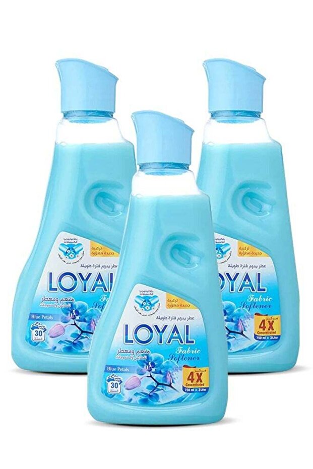 loyal Fabric Softener Freshener Concentrated Blue Petals 30 Washes 3x750ml