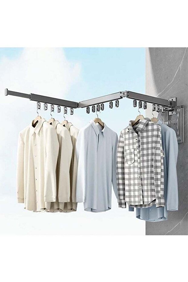 JCB CHIC Foldable Clothes Drying Rack Wall Mounted Clothes Hanger Tri-Fold Laundry Drying Rack Rota