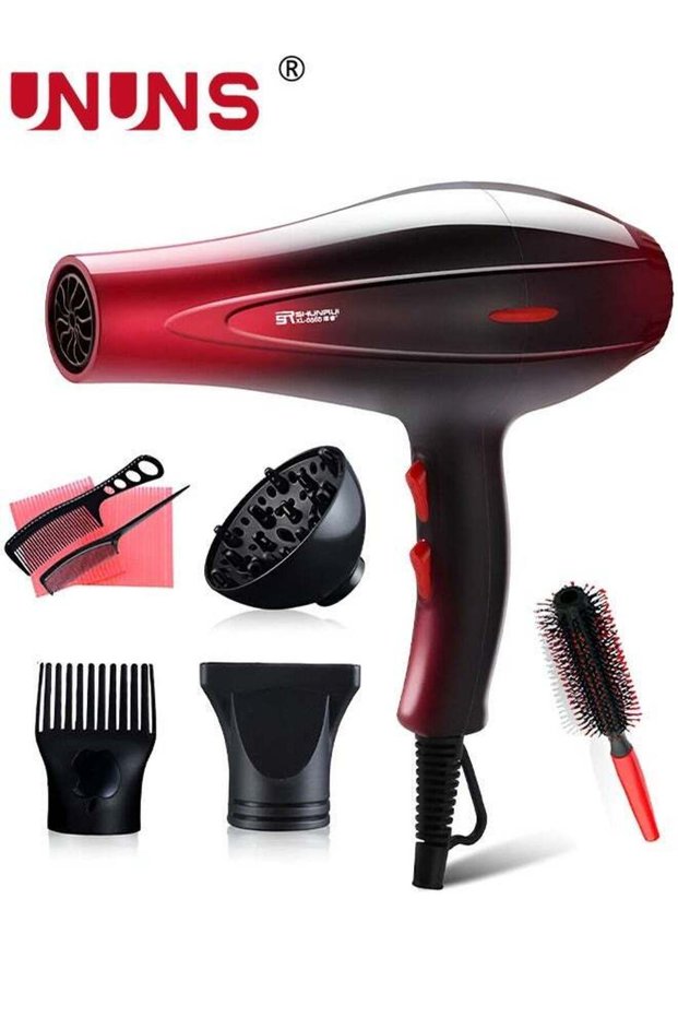 7-Piece Hair Dryer Set,AC Motor Fast Drying Ion Hairdryer,Ionic Salon Hair Dryer,5 Speeds Setting A