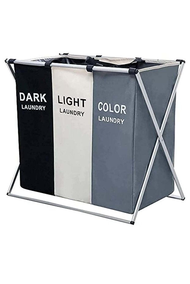 Laundry Basket three-color laundry sorter 3 section collapsible laundry baskets with Waterproof Oxf