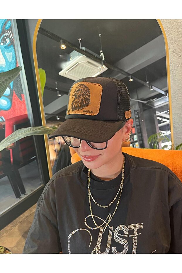 Hakiki Deri Patch Hayvan Figürlü Şapka - 3