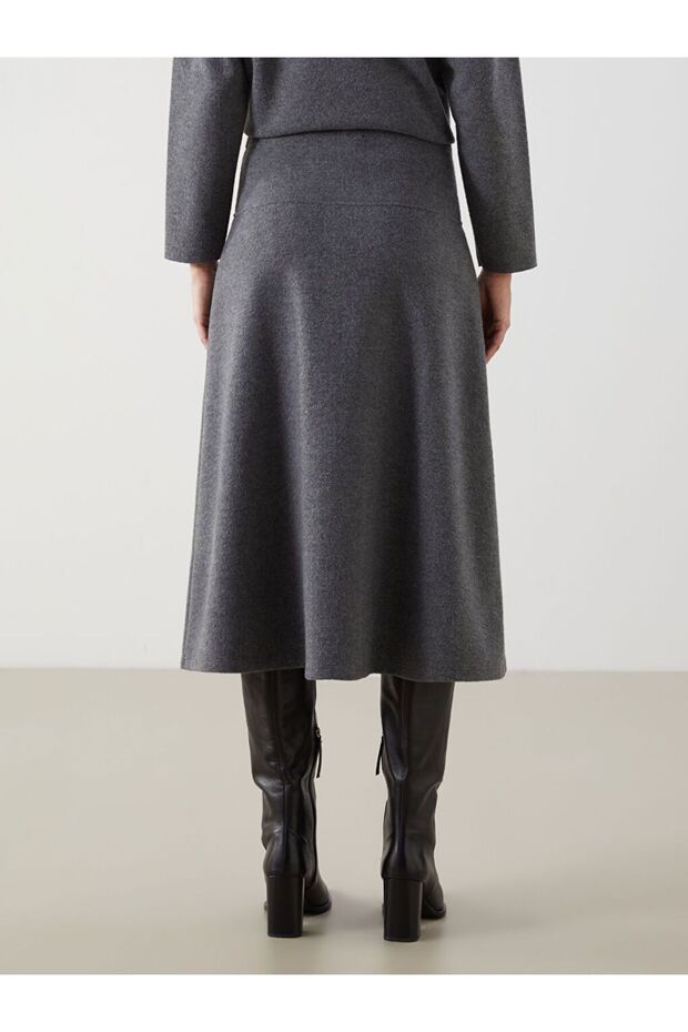 Beli Lastikli Kadın Triko Etek - 5