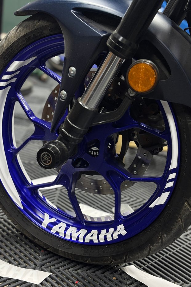 16 Pieces Yamaha Lettered Wheel Stripe with White Color Bold Cutouts for Yamaha Motor Group