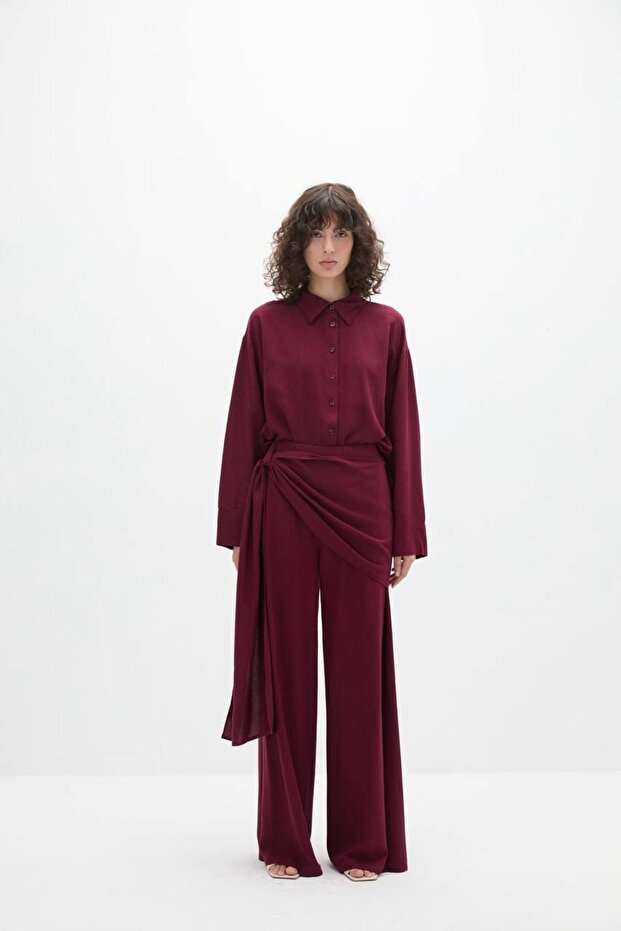 Asymmetric Tie-Up Trousers Set Soil