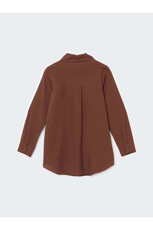 LCW Modest Kahverengi Regular Fit Kadın Gömlek Tunik - 6