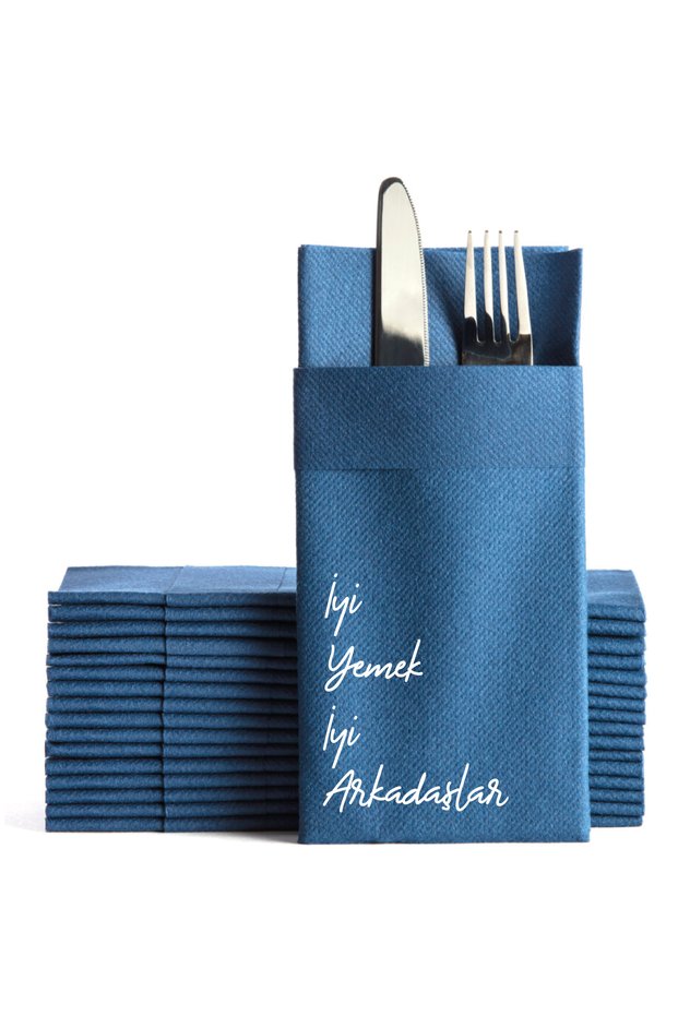 12 Pieces - Fabric Textured Airlaid Premium Napkins (White) Good Food Good Friends Printed