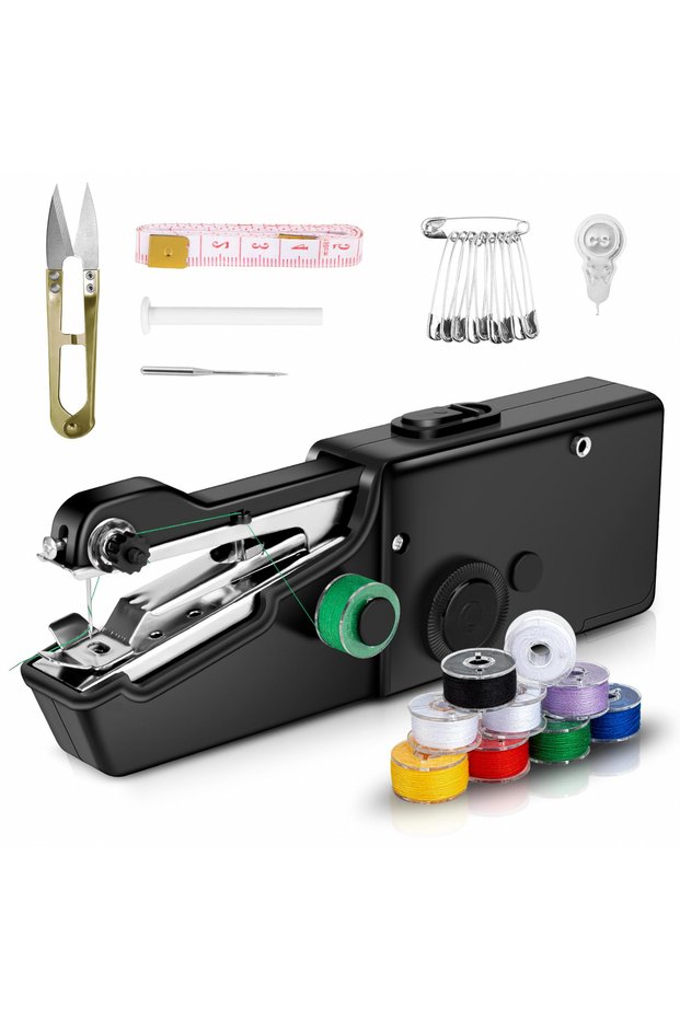 Mini portable sewing machine, with batteries - accessory set