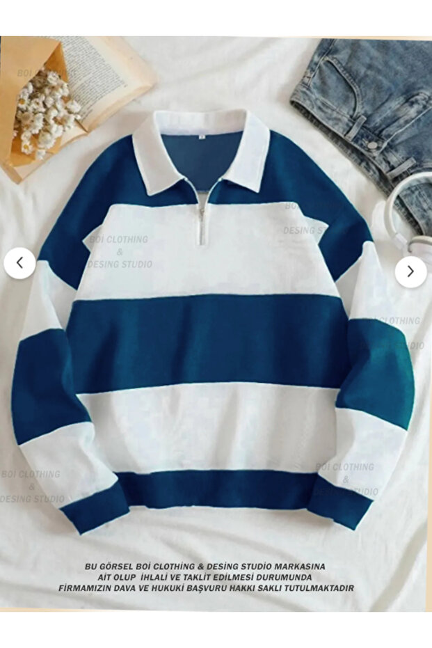 Men's Sports Casual Premium Quality 3-Thread Half Zipper Stand Collar Polo Sweatshirt Patchwork Hoodie