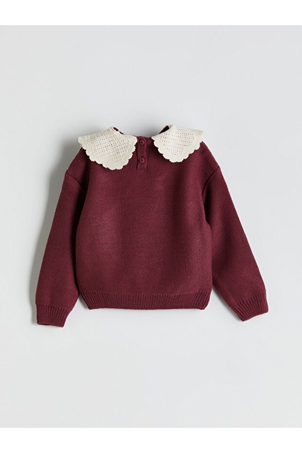 LCW Kids Bebe Yaka Çiçekli Kız Çocuk Triko Kazak - 3
