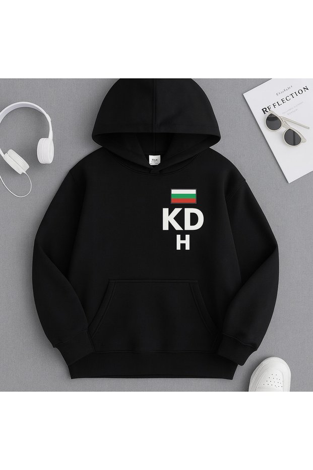 3 Thread Hooded Kangaroo Pocket Men's Sweatshirt Kdh Bulgaria National Team Printed Hoodie