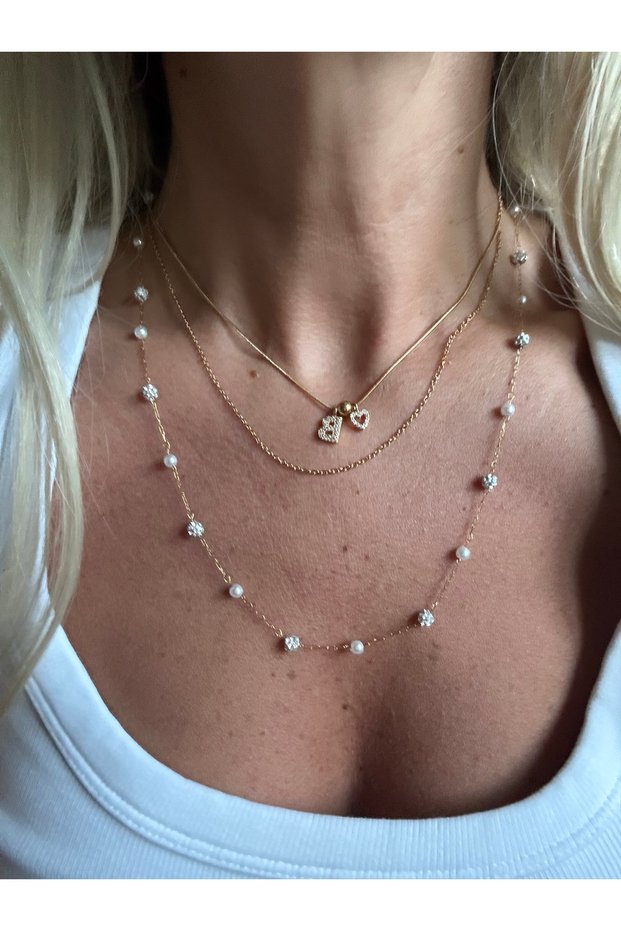 Stainless Steel Mini Zircon Heart Letter B Necklace