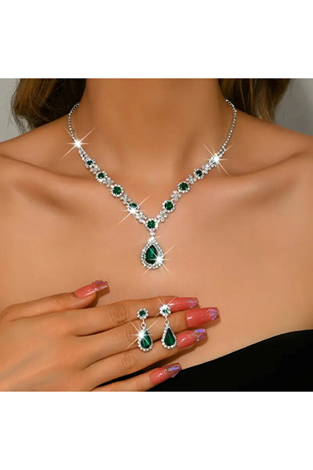 LUXURY TAKI SETİ ÇİÇEK MODEL HASEKİ SULTAN TAKI SETİ DÜĞÜN NİŞAN DAVET HEDİYE TAKI SETİ - 2