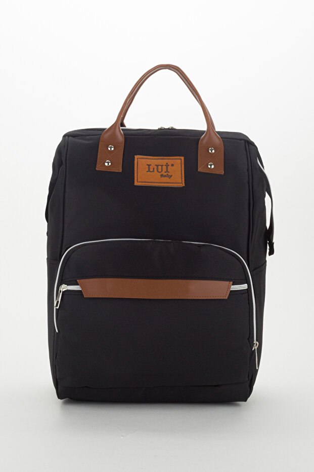 Mother Baby Care Backpack with Strap Attachment and Leather Detail