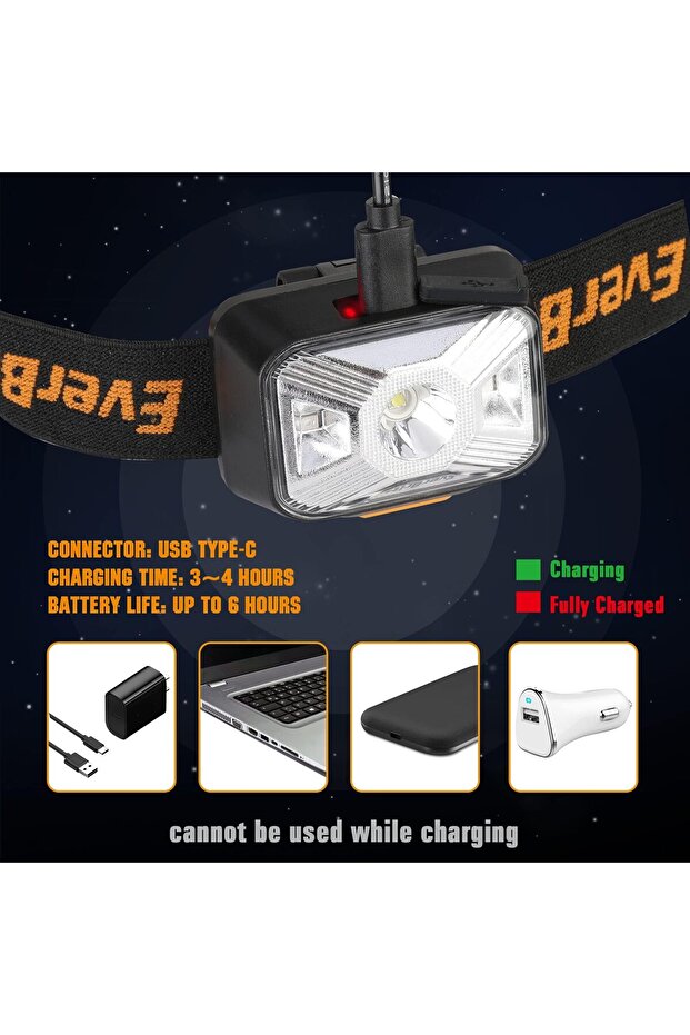 Head Torch Rechargeable LED Headlight Super Bright Red Light 200 Lumen 4 Modes Lightweight Headlamp - 6