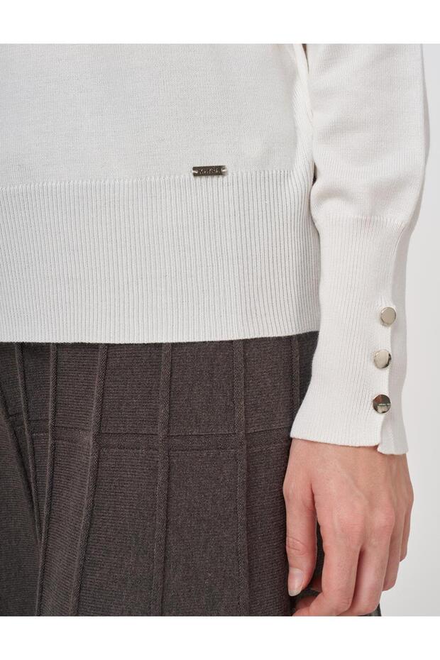 Basic Viskon Triko Kazak Ekru - 7