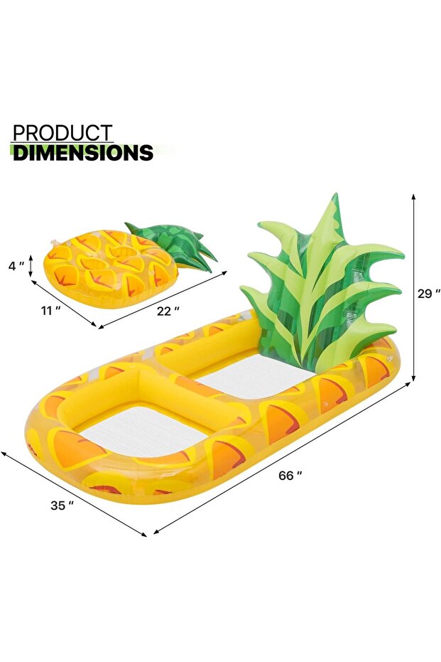 Inflatable Pool Float Giant Inflatable Pineapple Pool Float Cup Holder Large Water Inflatable Raft - 5