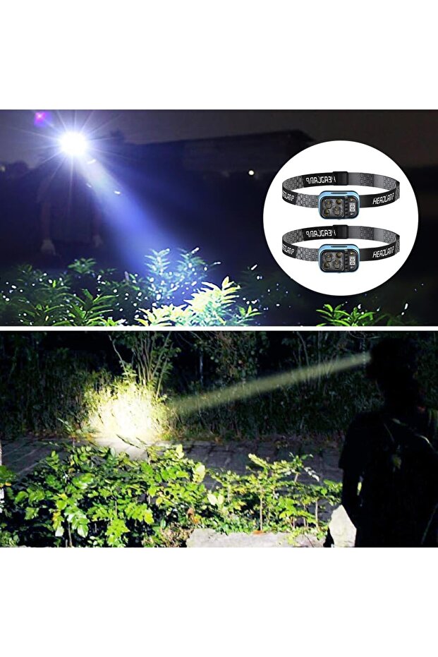Rechargeable Head Torch Super Bright LED Headlamp Motion Sensor 4 Modes Waterproof Headlight - 7