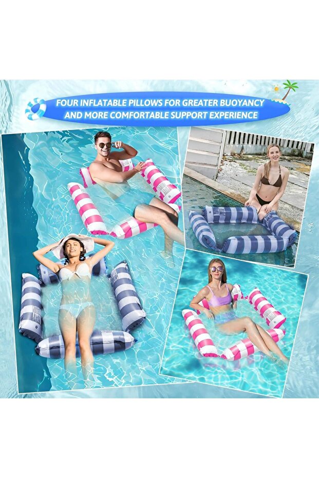Inflatable Pool， Float Chair Lounge Floating Pool Float Hammock Multi Purpose Water Hammock Arm - 5