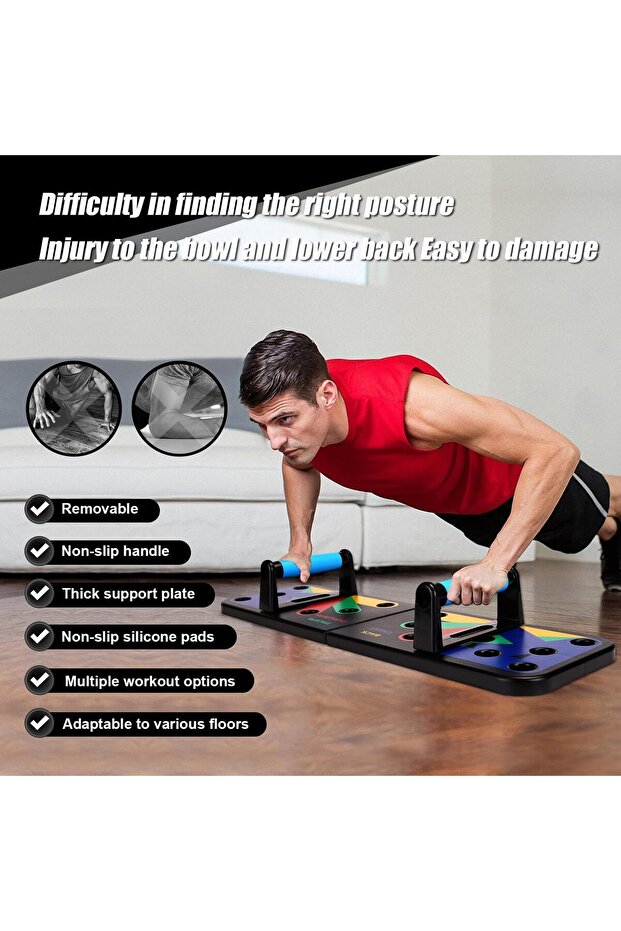 Push Up Board 9 In1 Push Up Handles Floor Multi Function Push Up Bars Detachable Pushup Board - 5
