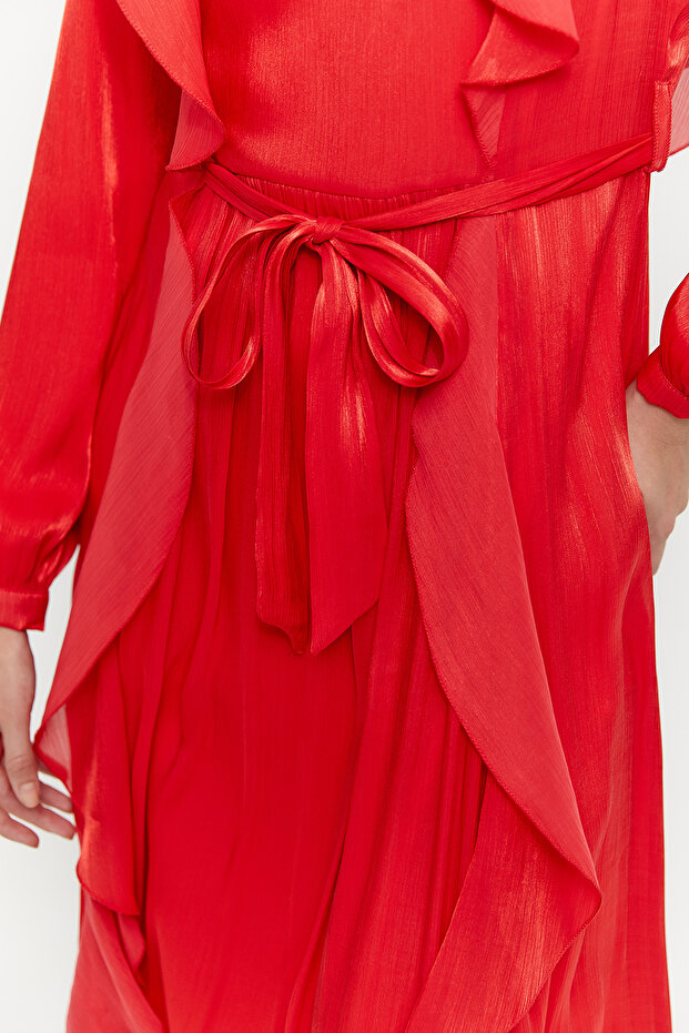 Volan Detaylı Elbise - 5