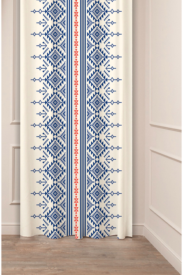 Authentic, Anatolian, Ethnic Patterned Special Design Digital Printed (Single Wing) Modern Stylish Background Curtain