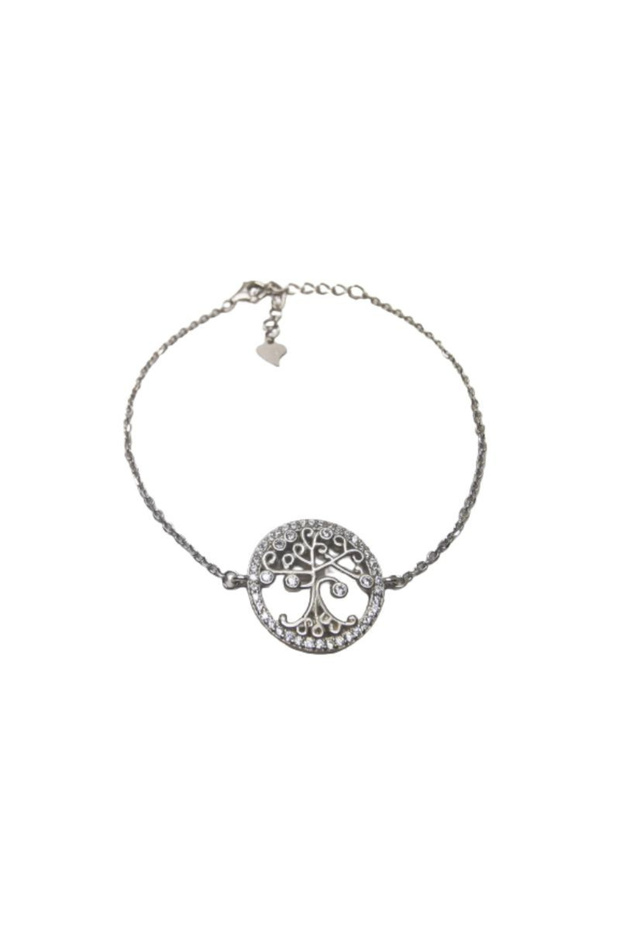 925 Silver Bracelet Tree in Circle - 1