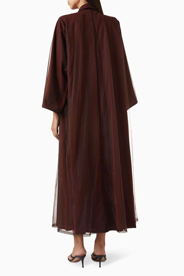 Şık Açık Ön Abaya Üstün Konfor ve Zarafet ile Tül Detay ve Sheila ile Tamamlayıcı - 3